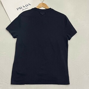 PRADA プラダ Tシャツ 半袖 コットン カットソー トライアングル 三角ロゴ Lサイズ 春夏 正規品 クルーネック ネイビー