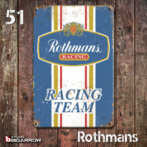  51 ブリキ看板 20×30㎝ ROTHMANS ロスマンズ ガレージ メタルプレート アメリカンインテリア 世田谷ベース