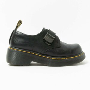 【1円スタート】Dr.Martens ドクターマーチン AUKLEY モンクストラップシューズ 革靴 ブラック イエローステッチ UK4 レザー レディース