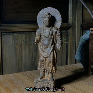 極細工 仏教古美術 仏像 ガンダーラ石仏 Gandhara ガンダーラ美術 石仏 石彫 仏像 装飾 置物　装飾　収蔵　コレクションY38034