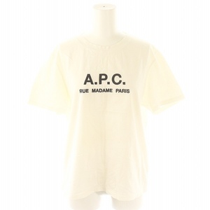 アーペーセー A.P.C. ロゴ刺繍 半袖カットソー Tシャツ M 白 黒 ホワイト ブラック /DF ■OS レディース