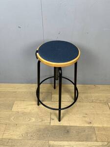 [316]　関家具　AEROⅡ HIGH STOOL　エアロ2ハイスツール　ナチュラル×ブルー　多機能チェア　③