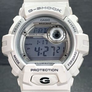 美品 CASIO カシオ G-SHOCK ジーショック G-8900A-7 腕時計 デジタル クオーツ 多機能 カレンダー ホワイト ラバーバンド 動作確認済み