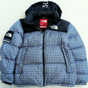 希少サイズXL/美品 /シュプリーム ノースフェイス ダウンジャケット スタッズ ヌプシ Supreme The North Face Studded Nuptse Jacket 青 黒