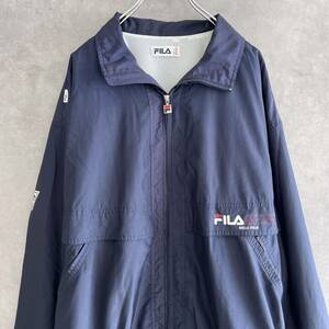 90s FILA SPORT フィラスポーツ ナイロンジャケット XXL ネイビー