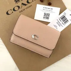 ★ 新品 COACH　コーチ 財布 折り財布 ３つ折り財布 ベージュピンク