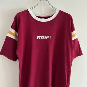 RUSSELL ATHLETIC リンガー フットボール Tシャツ L センターロゴ 古着 大きめ