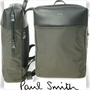 新品1円～★定価5.2万 ポールスミス Paul Smith ビジネスカジュアル リュックサック バッグ グレー 大容量 オンオフOK 本物◆9258◆