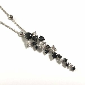 K18WG　ダイヤモンド　ブラックダイヤモンド　ネックレス　0.20/0.20/0.57ct　ホワイトゴールド　スライドアジャスター