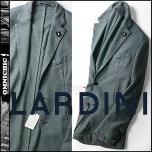 雰囲気抜群！斜織■新品14.5万【LARDINI】ラルディーニ/合わせやすい！グリーン系/本切羽/ウール2Bテーラードジャケット50/Lブートニエール