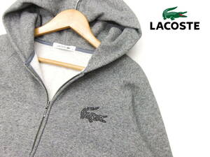 ■LACOSTE■スウェットジップパーカー グレー サイズ36 ラインストーンロゴ ラコステ