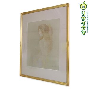 【中古】M▽進徹 パステル画 裸婦 女性 絵画 額縁 (38154)