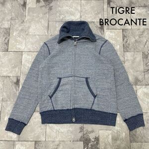 TIGRE BROCANTE ティグロブロカンテ sweat ハイネック ジップアップ スウェット 裏起毛 レディース ブルー 日本製 サイズXS 玉FL3656