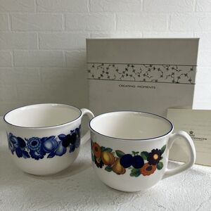 ☆【未使用品】ロイヤルコペンハーゲン ROYAL COPENHAGEN ゴールデンサマー スープカップ 2点セット マグ オシャレ 箱付き 保管品