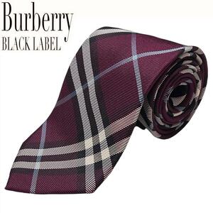 【美品】Burberry BALCK LABEL ネクタイ ワイン ノバチェック バーバリー ブラックレーベル / ビジネス ビジカジ ジャケパン ドレス