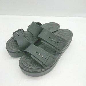 ◇ ⊂ CROCS クロックス 厚底 オープントゥ 2連ベルト サンダル サイズ6 ブラック レディース E