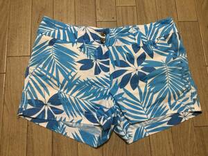 USED美品☆ LOUDMOUTH GOLF ラウドマスゴルフ　ブルー系ボタニカル柄ショートパンツ　 サイズL