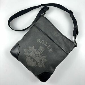 【美品】BALLY ショルダーバッグ メンズ PVC レザー グレー 斜めがけ クロスボディ バリー 1円