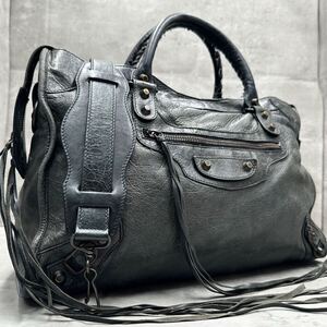 1円■高級■ バレンシアガ BALENCIAGA 2way シティ City ハンドバッグ ショルダーバッグ 鞄 かばん 肩掛け可 本革 レザー 黒