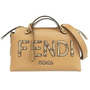 フェンディFENDI バイザウェイ ミディアム 2WAY ハンドバッグ ショルダーバッグ レザー/パイソン ベージュ 8BL146 中古 新入荷 OB1775