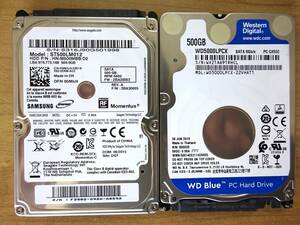 ■エラーなし■ ２個　[2.5インチ　SATA　500G]　SEAGATE　ST500LM012 / WESTERN DIGITAL　WD5000LPCX