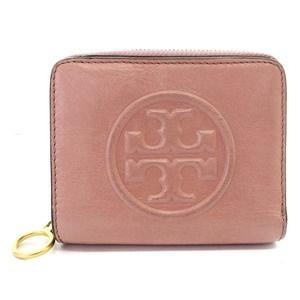 トリーバーチ TORY BURCH ロゴ 二つ折り財布 ラウンドファスナー レザー ピンク /HK ■OS レディース