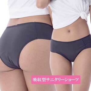 ショーツ パンツ 下着 生理用ショーツ サニタリー 吸収型サニタリーショーツ　Mサイズ　ブラック(Preto)　22365