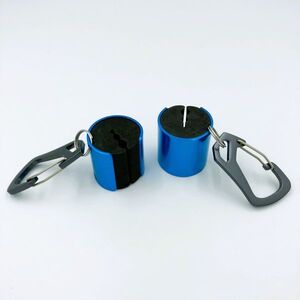 102309　ロッドを手放してハンズフリー　ロッドホルダー　カラビナ付き　ブルー　2個セット　ロッドキーパー　ロッドクリップ