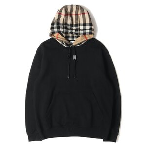 BURBERRY バーバリー パーカー サイズ:M 23SS ノバチェック フード コットン スウェット パーカー トップス フーディー ブラック