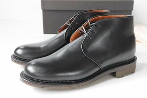 ★未使用 VIBERG ◆Uplands チャッカブーツ 黒 サイズ7 (靴クリーム付) 定価15万円 レザー ショートブーツ 革靴 ヴァイバー ◆478