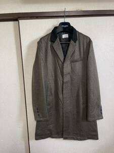 【良品】【襟は黒の切り替えしでお洒落】 NUMBER NINE ナンバーナイン WOOL CHESTER COAT チェスターコート ロングジャケット 即決あり