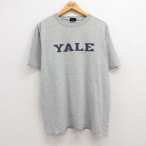 XL/古着 半袖 ビンテージ Tシャツ メンズ 00s イェール YALE クルーネック グレー 霜降り 23aug18 中古