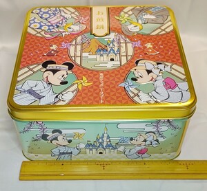 東京ディズニーリゾート 　お煎餅　　　　　　空缶　③295g20×20×10センチ 空き缶 お菓子の空き缶 小物入れ ディズニーランド