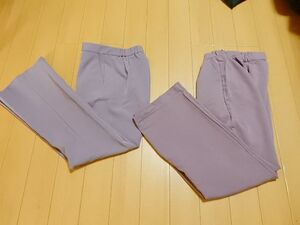 美品　2枚セット　M　パープル　シンプル　スラックス　ボトムス　GU含む