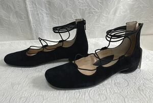 ◇新品22.5E◇BENEBISベネビス＊レースアップスクエアパンプス＊