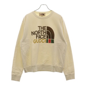 GUCCI グッチ 21SS ×THE NORTH FACE ロゴ プリント クルーネック スウェット トレーナー ホワイト 626990