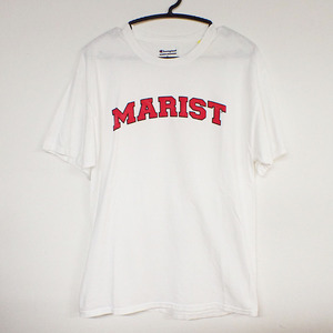 SY-131【Tシャツ】Champion/チャンピオン★SIZE:L★ホワイト★MARIST College★カレッジプリント★袖ロゴ★USA アメリカ古着★ビンテージ★