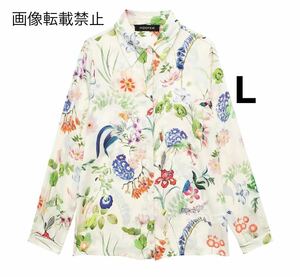 vintage ヴィンテージ レトロ フラワー 花柄 シャツ ブラウス トップス Lサイズ レディース★ZARA 好きな方に★2024 春新作 新品未使用★