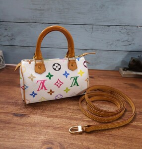 美品☆ルイヴィトン LOUIS VUITTON ミニスピーディ モノグラム マルチカラー 2way ポシェット ハンドバッグ ストラップ付き ブロン M92645