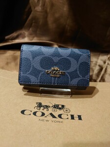 【1スタ】C-609 新品未使用 COACH ファイブ リング キー ケース シグネチャー キャンバス 並行輸入品