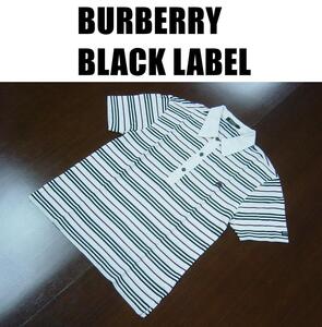 BURBERRY BLACK LABEL バーバリーブラックレーベルポロシャツ/ボーダー柄半袖シャツ/ホワイト/サイズ２