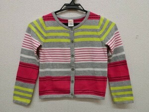 (26454)ジンボリー GYMBOREE ボーダーカーディガン　長袖　ライトグレー系　S(5-6)　USED