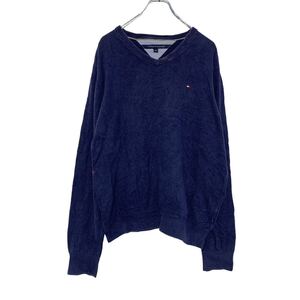 TOMMY HILFIGER ニットセーター L ネイビー トミーヒルフィガー コットン 古着卸 アメリカ仕入 a510-5693