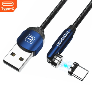 I マグネット式USB充電ケーブル1m【ブルー】マグネット脱着 USB-Cケーブル自在に回転 Type-C磁石式コネクタに変換アダプターケーブルセット