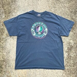 【XL】GRATEFUL DEAD バンド プリントTシャツ 青グレー■ビンテージ アメリカ古着 ロック グレイトフルデッド スカル GILDAN 2000s