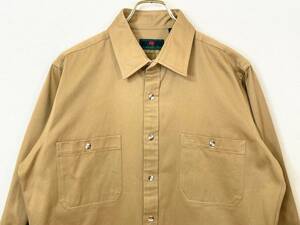 希少《 Dead Stock / ABERCROMBIE&FITCH 》70s 80s デッド【アバクロ チノクロス ビンテージ キャメル シャツ L ブリティッシュ香港 】