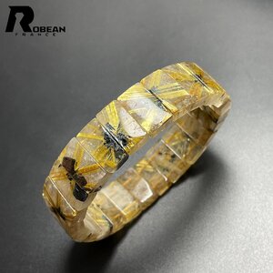 上級EU製 定価14万円★ROBEAN・太陽花タイチンルチルバングル★黄金針水晶 ゴールド ブレスレット パワーストーン 15.9*9.1*5.9mm M1113442