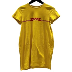 ヴェトモン VETEMENTS DHLロゴTシャツ イエロー/レッド コットン 半袖Ｔシャツ レディース 中古