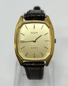 動作品★ELGIN エルジン プッシュ式 リューズ ゴールドカラー クォーツ レディース 腕時計