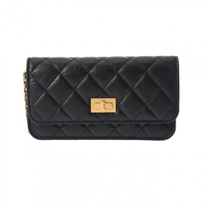 CHANEL シャネル マトラッセ2.55 フラップフォンケース 2.55 黒 - レディース レザー ショルダーバッグ Aランク 中古 銀蔵